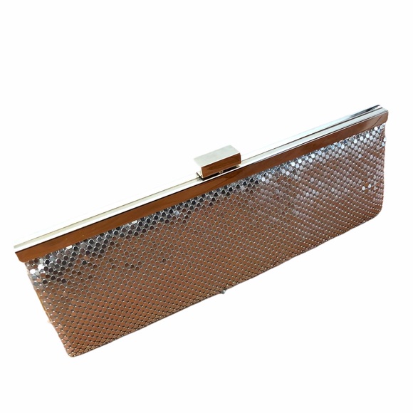 Silver Clutch Fancy Formal Dressy Purse Pink Stix - Picture 1 of 6